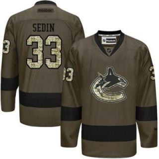 Vancouver Canucks #33 Henrik Sedin Green Salute To Service Men's Stitched Reebok NHL Jerseys