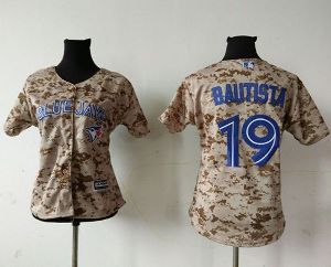 Women's Toronto Blue Jays #19 Jose Bautista Camo Fashion Majestic Mens Stitched Baseball Jersey