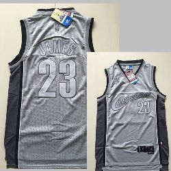 Mens Cleveland Cavaliers #23 LeBron James Adidas Gray NBA Stitched Gridiron Gray Fashion Jersey