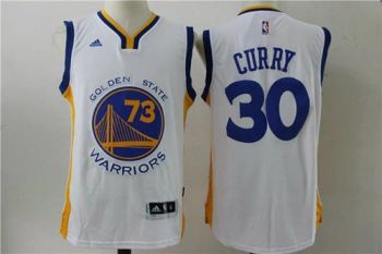 Golden State Warriors #30 Stephen Curry 73 Wins White Swingman Jersey