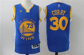 Golden State Warriors #30 Stephen Curry Record Breaking Season Exclusive 73 Wins Royal Swingman Jersey