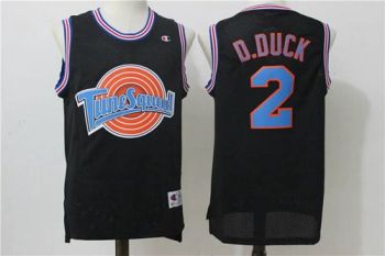 Space Jam Tune Squad #2 Daffy Duck Black Movie Stitched NBA Jersey