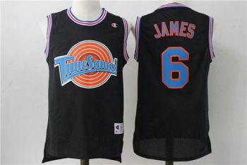 Space Jam Tune Squad #6 LeBron James Black Movie Stitched NBA Jersey