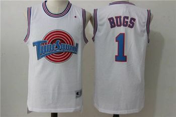 Space Jam Tune Squad #1 Bugs Bunny White Movie Stitched Basketball Jersey