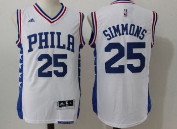 #25 Mens Philadelphia 76ers Ben Simmons Adidas White NBA Draft Replica Home Stitched Jersey