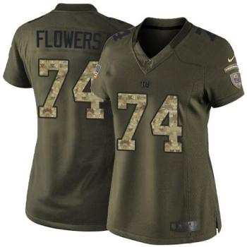 New York Giants #74 Ereck Flowers Nike Green Womens Stitched NFL Limited Salute To Service Jersey