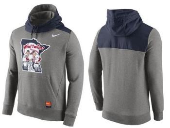 Baseball Mens Minnesota Twins Stitches Nike Pullover Hoodie - Grey-Navy