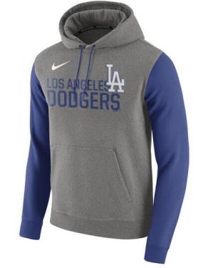 Mens Los Angeles Dodgers Nike Gray Baseball Club Fleece Pullover Hoodie