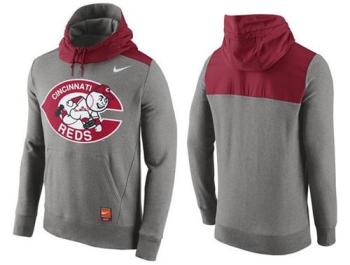 Baseball Mens Cincinnati Reds Stitches Nike Pullover Hoodie - Grey-Red