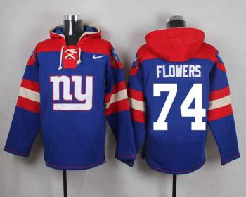 New York Giants #74 Ereck Flowers Nike Royal Player Pullover NFL Hoodie