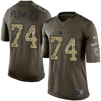 Youth New York Giants #74 Ereck Flowers Nike Green Youth Stitched NFL Limited Salute To Service Jersey