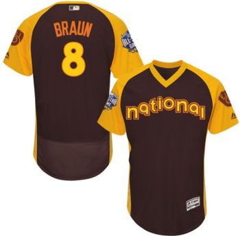 Mens Milwaukee Brewers #8 Ryan Braun 2016 All-Stars Home Run Derby Flexbase Baseball Jersey