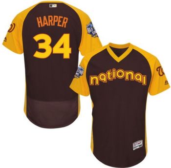 Mens Washington Nationals #34 Bryce Harper 2016 All-Stars Home Run Derby Flexbase Baseball Jersey