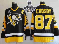 Mitchell&Ness Pittsburgh Penguins #87 Sidney Crosby Black 2016 Stanley Cup Champions Stitched NHL Jersey