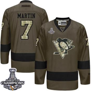 Pittsburgh Penguins #7 Paul Martin Green Salute To Service 2016 Stanley Cup Champions Stitched NHL Jersey