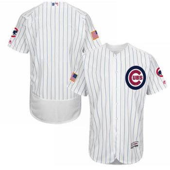 Mens Chicago Cubs Blank Majestic White Fashion Stars & Stripes Flexbase Baseball Jersey