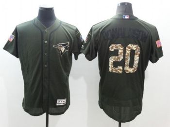 Mens Toronto Blue Jays #20 Josh Donaldson Green Stitched 2016 Flexbase Authentic Salute To Service Baseball Jersey