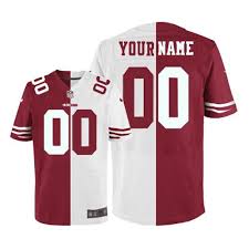 Nike San Francisco 49ers Customized Red/White Men's Stitched Elite Split Jersey