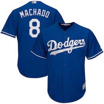 Men's Los Angeles Dodgers #8 Manny Machado Royal Cool Base Stitched MLB Jersey