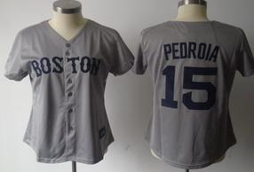 Cheap Women Boston Red Sox 15 Dustin Pedroia Grey Jerseys