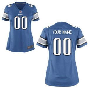 Cheap Women Nike Detroit Lions Customized Game Team Color Blue Nike NFL Jerseys