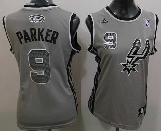 Cheap Women San Antonio Spurs 9 Tony Parker Grey Revolution 30 Swingman NBA Jersey