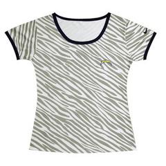 Cheap Women Nike San Diego Chargers Chest Embroidered Logo Zebra Stripes T-shirt