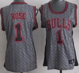 Cheap Women Chicago Bulls 1 Derrick Rose Grey Static Fashion Swingman NBA Jersey