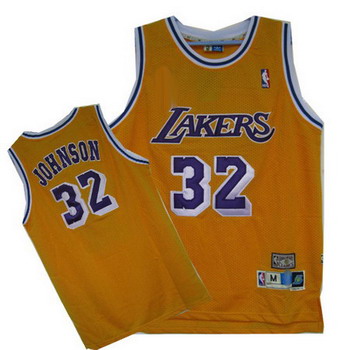 Los Angeles Lekers 32 Johnson yellow jerseys Cheap