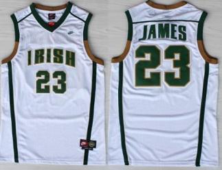 Irish High School 23 Lebron James White Baskteball Jerseys Cheap