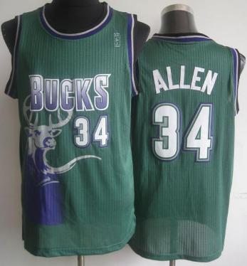 Milwaukee Bucks 34 Ray Allen Green Throwback Hardwood Classics Revolution 30 NBA Jerseys Cheap