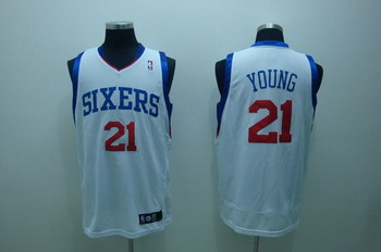 Philadelphia 76ers 21 Thaddeus Young White Jerseys Cheap