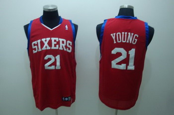 Philadelphia 76ers 21 Thaddeus Young Red Jerseys Cheap