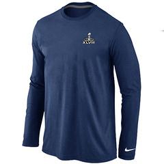 Nike Seattle Seahawks Super Bowl XLVIII Champions Trophy Collection Locker Room Long Sleeve Dark Blue Cheap