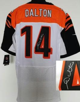 Nike Cincinnati Bengals 14# Andy Dalton White Elite Signed NFL Jerseys Cheap