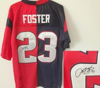 Nike Houston Texans 23 Arian Foster Blue Red Split Elite Signed NFL Jerseys Cheap