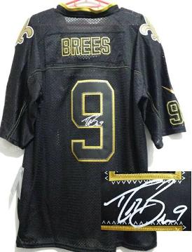 Nike New Orleans Saints 9 Drew Brees Elite Light Out Black Signed NFL Jerseys Cheap