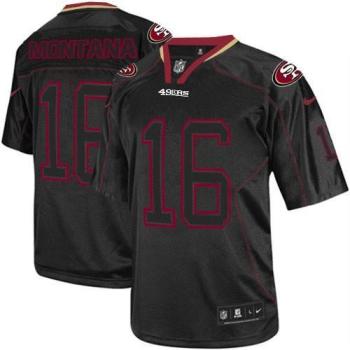 Nike San Francisco 49ers 16 Joe Montana Elite Lights Out Black NFL Jersey Cheap