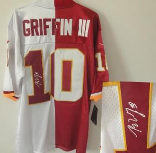 Nike Washington Redskins 10 Robert Griffin III Red White Split Elite Signed NFL Jerseys Cheap