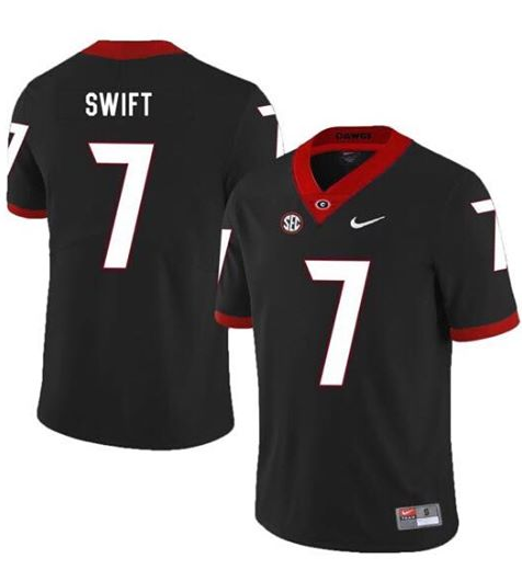 Men's Georgia Bulldogs #7 DAndre Swift White Stitched NCAA Nike College Football Jersey