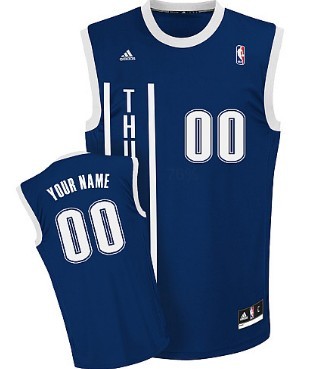 Mens Oklahoma City Thunder Customized Navy Blue Jersey