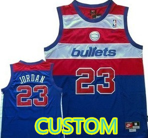 Custom Washington Bullets Blue Swingman Throwback Jersey