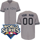 Yankees Personalized Authentic Grey w/2009 World Series Patch MLB Jersey